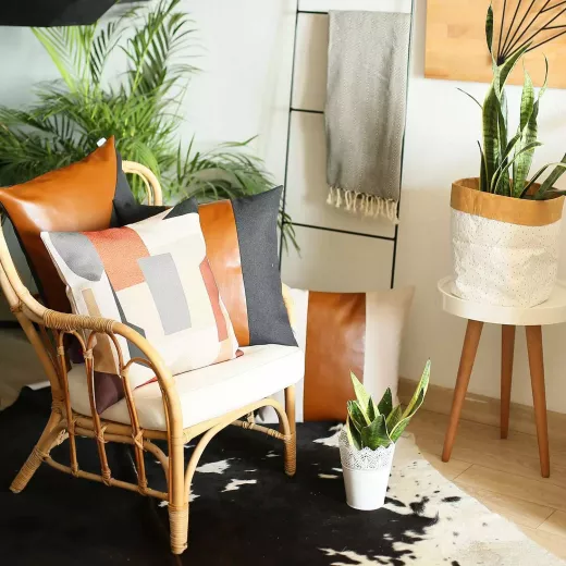 Nova Home Boho Chic Leather & Jacquard Cushion Cover, 45x45 Cm - Nova Home - Image 2
