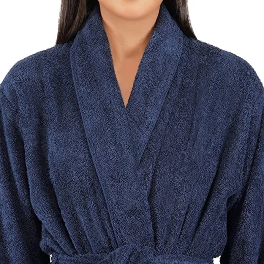 Cannon Plain Bathrobe Cotton, Navy Blue Color - Cannon - Image 3