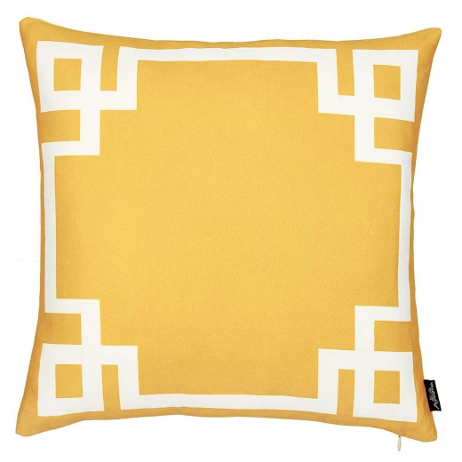 Nova Home Geometric Story Printed Cushion Cover, Yellow Color, 45x45 Cm - Nova Home - Image 4