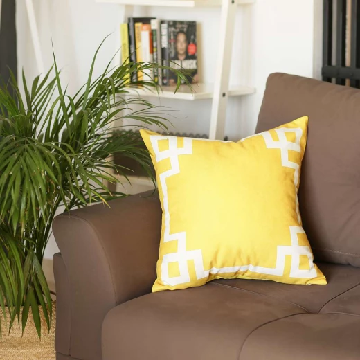 Nova Home Geometric Story Printed Cushion Cover, Yellow Color, 45x45 Cm - Nova Home - Image 3