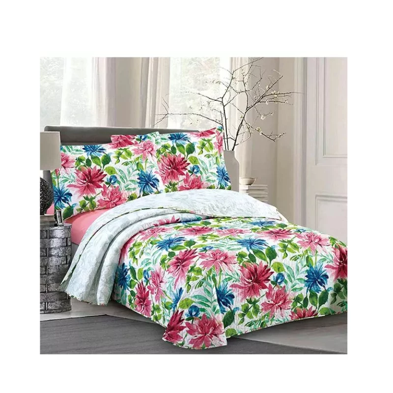 Nova Home Palm Bed Spread Set, 3 Pieces, Twin Size, White Color - Nova Home