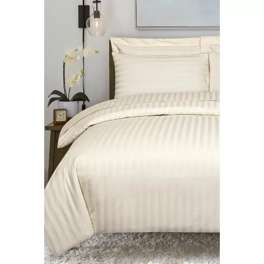 Nova Home UltraStripe Hotel Style Duvet Cover Set, Queen Size, Beige Color - Nova Home - Image 4