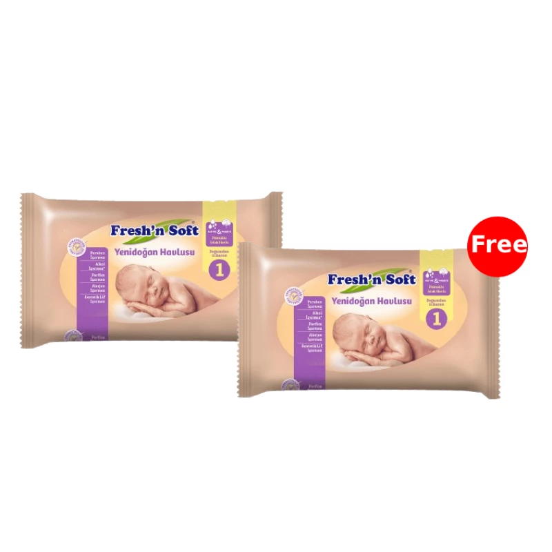 مناديل مبللة مائية لحديثي الولادة، 40 منديل (اشتري 1 واحصل على 1 مجانًا)من فريشين - Fresh n soft