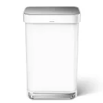 Simplehuman stainless steel trash bin, white color, 45 liter - Simplehuman