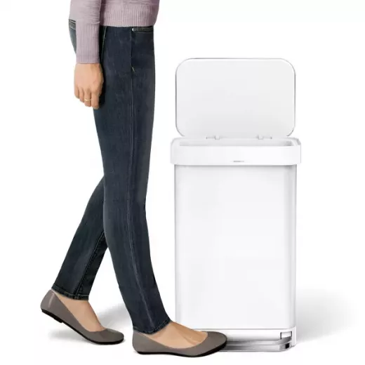 Simplehuman stainless steel trash bin, white color, 45 liter - Simplehuman - Image 4