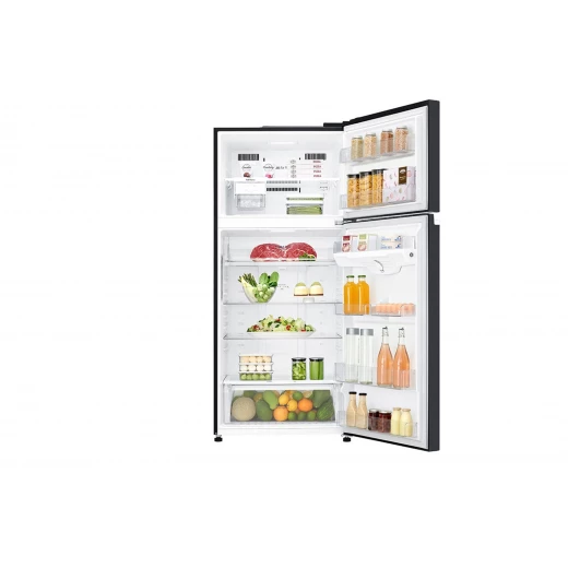 ثلاجة فريزر علوي ، 547 لتر سعة اجمالية ، بتصميم زجاجي أسود، بخاصية تبريد الباب من ال جي ™+Hygiene Fresh، لون أسود - إل جي - Image 2