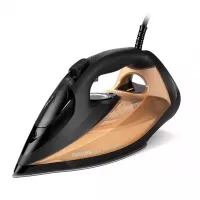Philips 7000 Series 2800W Steam Iron, 50g/min Continuous Steam & 250g Boost, SteamGlide Elite Soleplate, Auto Shut-Off, Black/Gold, DST7040/86