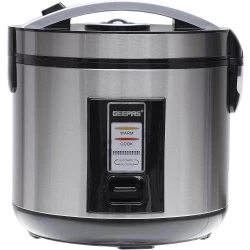 Geepas 1.8L Automatic Rice Cooker with Steamer, Black/Silver GRC4330N