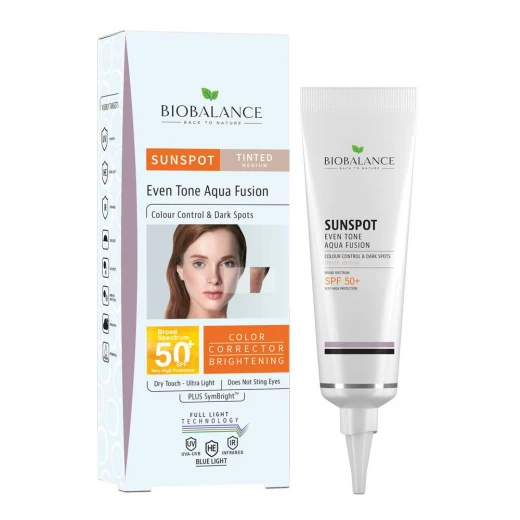 Bio Balance Sunspot Even Tone Aqua Fusion SPF 50 Dry Touch, Tinted Medium, 40 ml Bio Balance Sunspot Even Tone Aqua Fusion SPF 50 Dry Touch, Tinted Medium, 40 ml