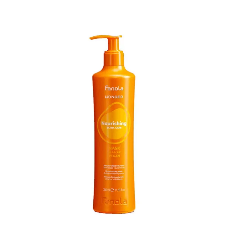 Fanola Wonder Nourishing Extra Care Mask 350ml for dry and damaged hair, delivers deep hydration and intense nourishment, restoring softness, shine, and vitality from roots to ends. - Fanola