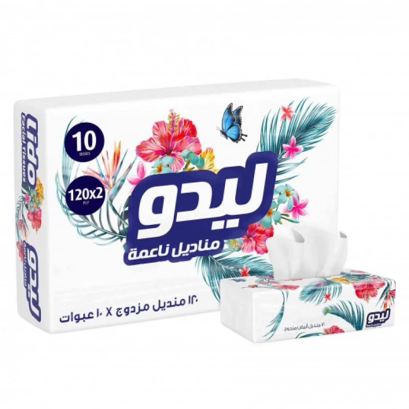 ليدو مناديل وجه 120 منديل طبقتين 3 حبات - ليدو