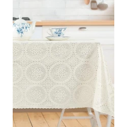 Madame Coco Anita Pvc Tablecloth , Light beige