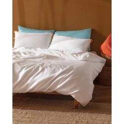 Double satin duvet cover set - white, Madame Coco