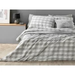 طقم غطاء لحاف فردي ناعم منقوش مقاس 160x220 سم رمادي ,من إنجليش هوم - انجلش هوم