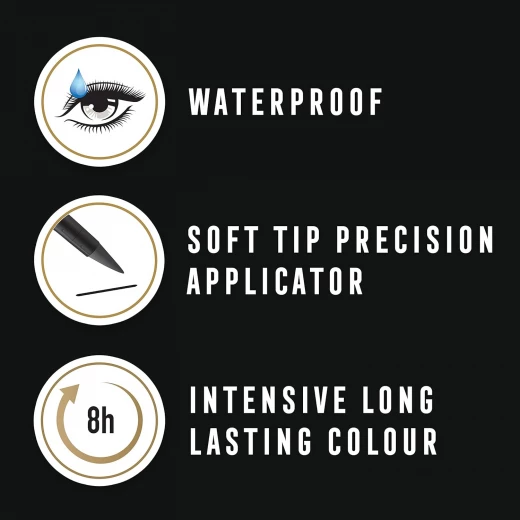 MAX FACTOR Deep Black Waterproof Eyeliner Long Lasting Dramatic Eye Makeup for Captivating Eyes - Max Factor - Image 3