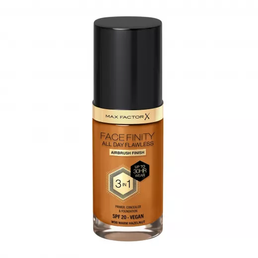 Max Factor Facefinity 3 in 1 Foundation Warm Hazelnut 30ml Long Lasting Coverage Makeup for All Skin Types Max Factor Facefinity 3 in 1 Foundation Warm Hazelnut 30ml Long Lasting Coverage Makeup for All Skin Types