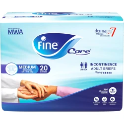 Fine Care Incontinence Adult Briefs for Unisex, Medium, Waist 75-110 Cm, Pack of 22
