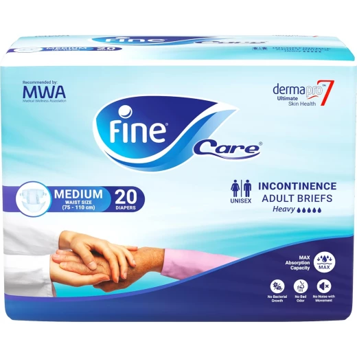 Fine Care Incontinence Adult Briefs for Unisex, Medium, Waist 75-110 Cm, Pack of 22 Fine Care Incontinence Adult Briefs for Unisex, Medium, Waist 75-110 Cm, Pack of 22