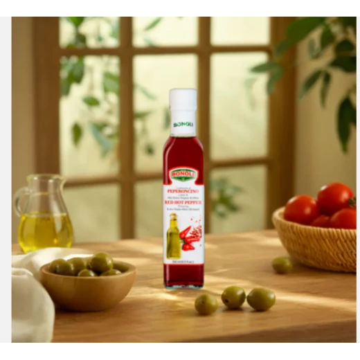 بونولي زيت زيتون عطري مع فلفل ساخن 250 مل للطبخ والتوابل معبأة في زجاجات - BONNI - Image 2