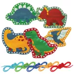 Stephen Joseph Dino Lacing Cards Set for Toddlers | Fine Motor Skill Development | Educational Toy - Stephen Joseph