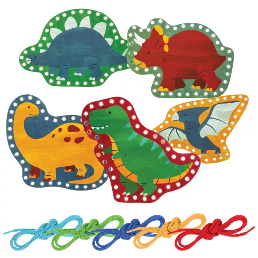 Stephen Joseph Dino Lacing Cards Set for Toddlers | Fine Motor Skill Development | Educational Toy Stephen Joseph Dino Lacing Cards Set for Toddlers | Fine Motor Skill Development | Educational Toy