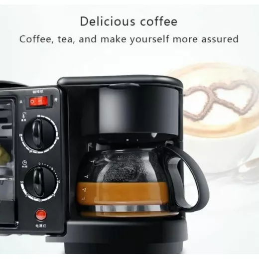 RAF 3-in-1 Breakfast Station: Compact Appliance for Quick Breakfasts. Includes Oven, Coffee Maker, and Fry Pan. Prepare Delicious Meals and Beverages Easily. Perfect for Small Kitchens and Dorms. - RAF - Image 3