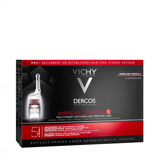 Vichy Dercos Aminexil Clinical 5 Multi-purpose Treatment Against Hair Loss for Women 21 x 6ml - Vichy - Image 2