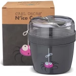 Carl Oscar N'ice Cup™ Snack container with cooling element - 0.5 L - Including Cutlery - Black - Carl Oscar