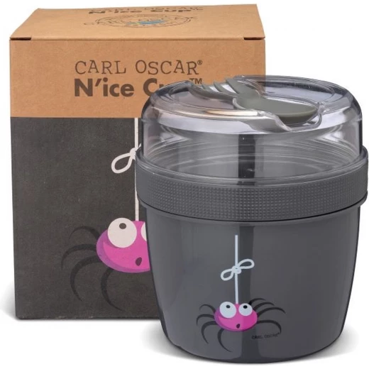 Carl Oscar N'ice Cup™ Snack container with cooling element - 0.5 L - Including Cutlery - Black Carl Oscar N'ice Cup™ Snack container with cooling element - 0.5 L - Including Cutlery - Black