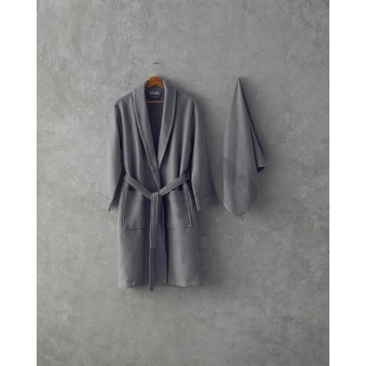 طقم روب حمام كومو من القطن L-XL رمادي, من انجلش هوم طقم روب حمام كومو من القطن L-XL رمادي, من انجلش هوم