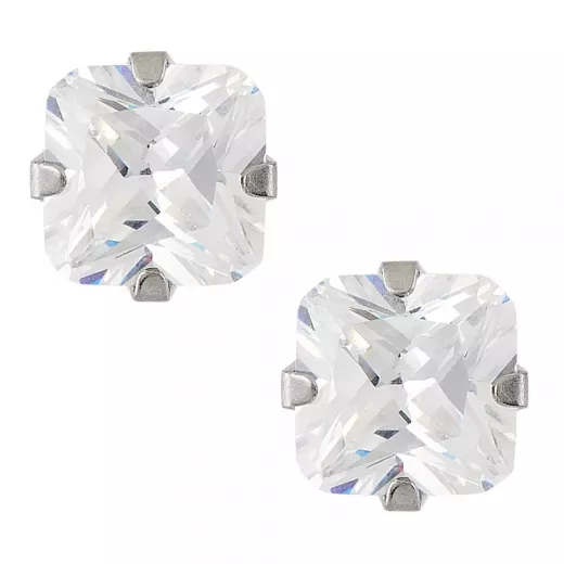 STUDEX Sensitive Princess Cut Stud Earrings, 4mm - Studex - Image 2