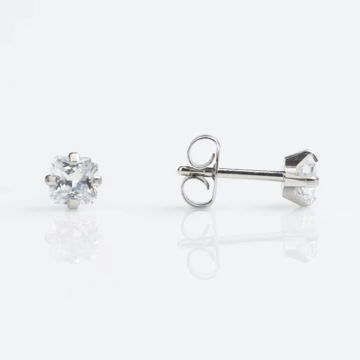 STUDEX Sensitive Princess Cut Stud Earrings, 4mm - Studex - Image 3