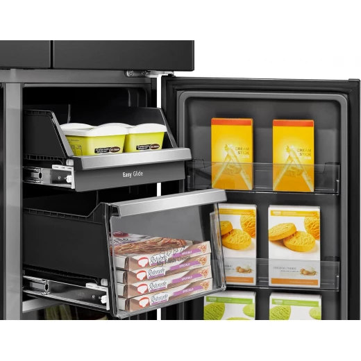 ثلاجة ذكية بباب متقاطع مسطح مع شاشة تعمل باللمس، موزع مياه وثلج، تبريد معدني، جزء سفلي يمين قابل للتحويل., هايسنس - هيسنس - Image 4