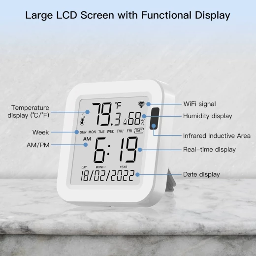 Moes WiFi Smart Temperature & Humidity Sensor with LCD Screen - MOES - Image 6