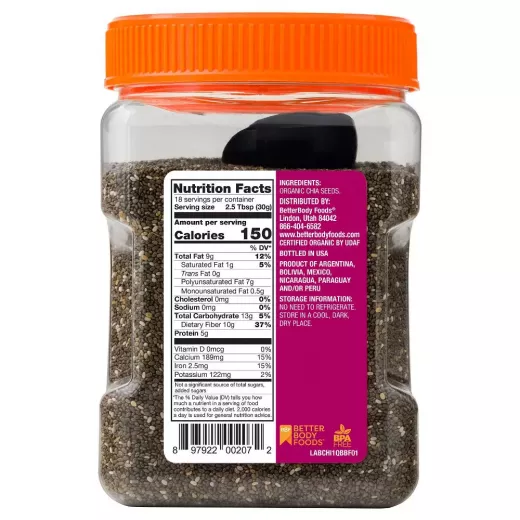 BetterBody Foods Organic Black Chia Seeds 907 g - Better Body Food - Image 5