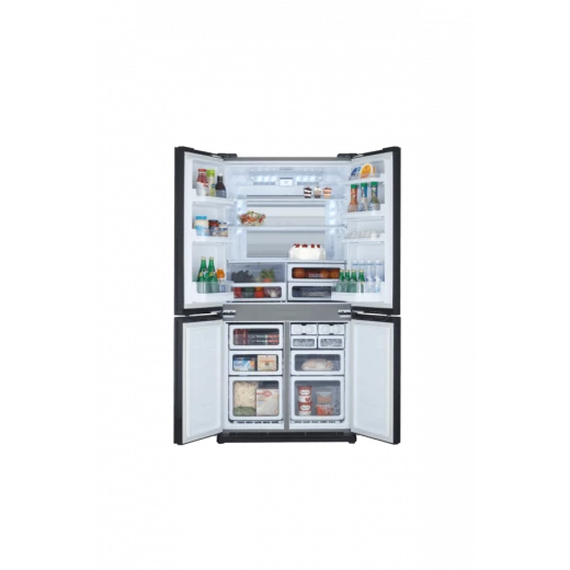 Sharp French 4 Door bottom mount Premium Black Glass Mirror Finished Inverter Refrigerator (560L Gross/401L) with Patented Plasma cluster Technology, AGCU Nano Deodorizer, SJ-FH560-BK3, Black Glass - SHARP - Image 2