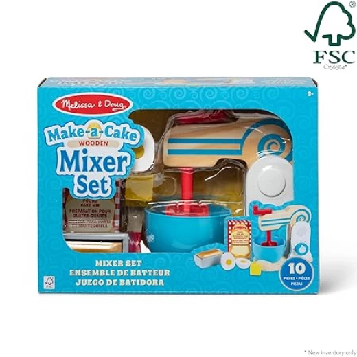 Melissa & Doug Wooden Make-A-Cake Mixer Set (11 Pieces) - Melissa &amp; Doug - Image 4