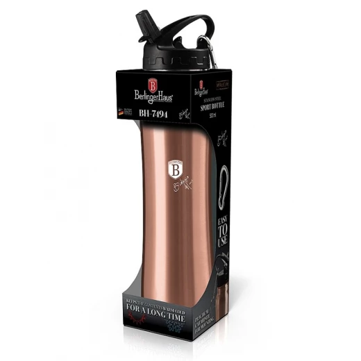 Berlinger Haus Sports Bottle Stainless Steel 18/10 Rosegold Metallic Line 0.5 L - Berlinger Haus - Image 2