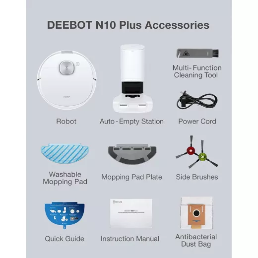 ECOVACS DEEBOT N10+ مكنسة كهربائية وممسحة روبوتية، شفط 3800 باسكال، تفريغ ذاتي - ايكوفاكس - Image 2