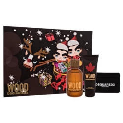 مجموعة هدايا Dsquared2 Wood For Him: ماء تواليت، جل استحمام، وحلقة مفاتيح