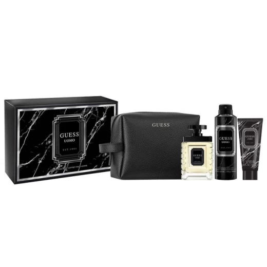 مجموعة Guess Uomo EDT 100 مل + Sg 100 مل + بخاخ للجسم 170 جرام + حقيبة للرجال مجموعة Guess Uomo EDT 100 مل + Sg 100 مل + بخاخ للجسم 170 جرام + حقيبة للرجال