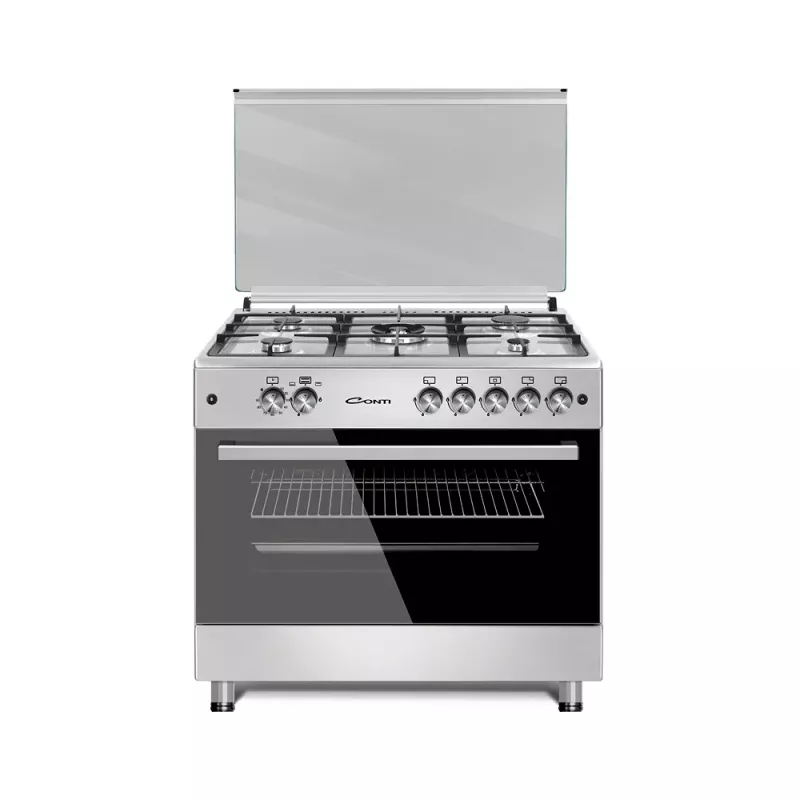Conti Kitchen Freestanding Professional Gas Cooker 90cm  5 Burners Cast Iron Stainless Steel - Conti