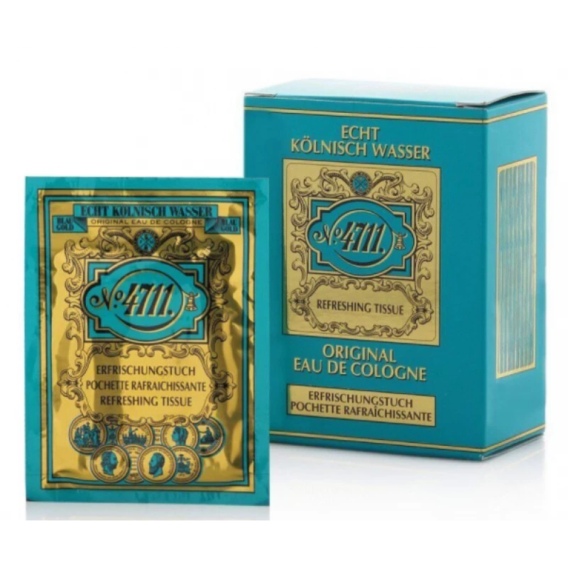 4711 Real Eau de Cologne Refreshing Tissues 10 Units Travel Size for Uplifting Fragrance - 4711