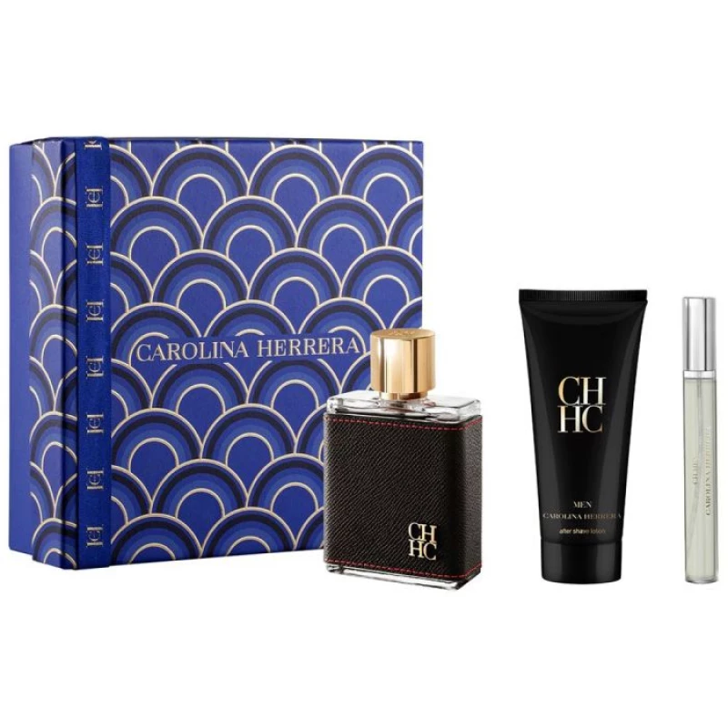 مجموعة هدايا كارولينا هيريرا: عطر أو دي تواليت 100 مل + عطر أو دي تواليت 10 مل + بعد الحلاقة 100 مل للرجال - كارولينا هيريرا