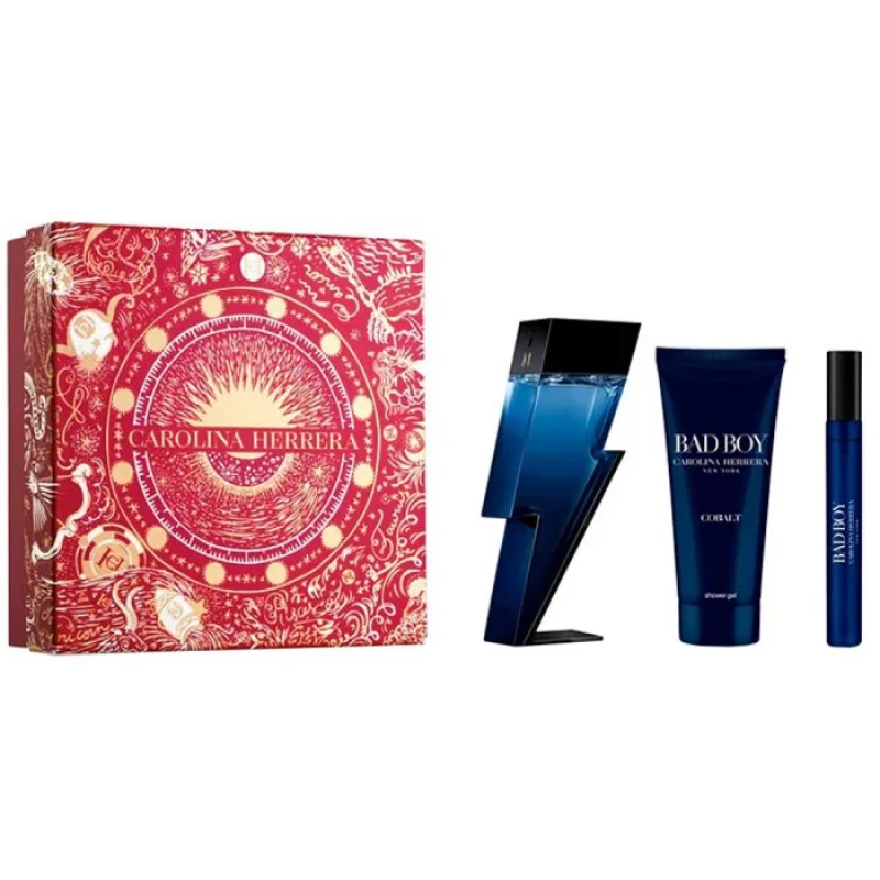 Carolina Herrera Bad Boy Cobalt EDP 100Ml + EDP 10Ml + Shower Gel 100Ml Git Set For Men - Carolina Herrera