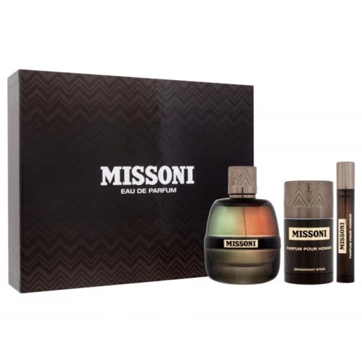 مجموعة هدايا ميسوني بور أوم: عطر أو دي برفيوم 100 مل + عطر أو دي برفيوم 10 مل + جل استحمام 75 مل للرجال مجموعة هدايا ميسوني بور أوم: عطر أو دي برفيوم 100 مل + عطر أو دي برفيوم 10 مل + جل استحمام 75 مل للرجال