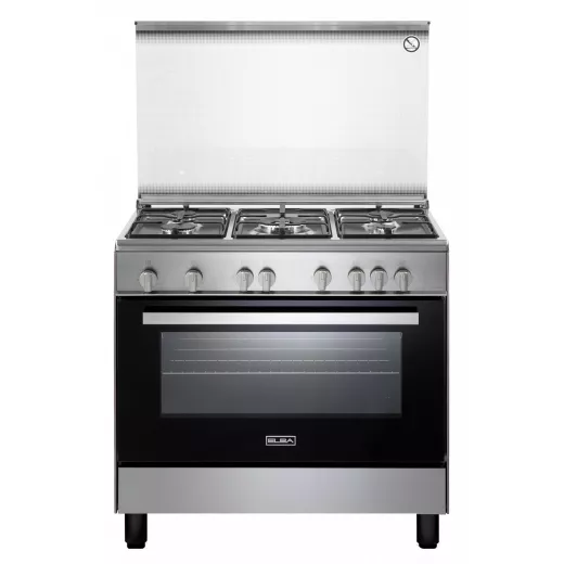 Elba Gas Cooker 90 cm Stainless Steel Enamelled Steel Pan Supports 5 gas burners Full Safety Elba Gas Cooker 90 cm Stainless Steel Enamelled Steel Pan Supports 5 gas burners Full Safety