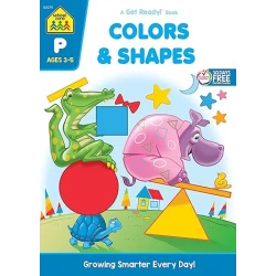 كتاب School Zone - Colors & Shapes Workbook - 64 صفحة، للأعمار من 3 إلى 5 سنوات، مرحلة ما قبل المدرسة، رياض الأطفال، أسماء الألوان، الأنماط، التتبع، التعرف على الأشياء، والمزيد (سلسلة كتب School Zone Get Ready!™)