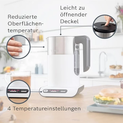 Bosch Wireless Kettle, Automatic Shut-Off, Overheating Protection, Temperature Selection, Keep Warm Function, 1.5 L, 2400 W, Anthracite/White - BOSCH - Image 7