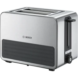 Bosch Compact Toaster, Defrosting/Crushing Function, 1050 W, Stainless Steel/Black & WMF Lono Sandwich Maker, for 2 Standard or XXL Toasts, 2-Level Height Adjustment, Matte Stainless Steel